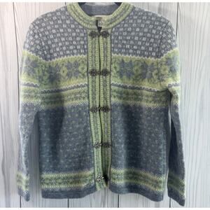 Vintage Women’s Carrol Reed  Pure Wool Alpine Design Cardigan Sweater Small
